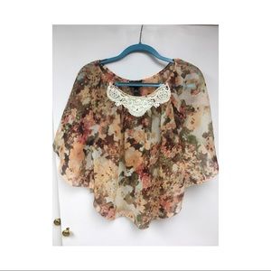 Purchased from JC Penny, shear floral print blouse